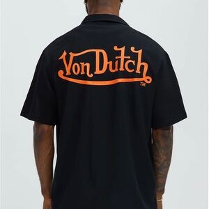 Von Dutch Black & Orange Button Up